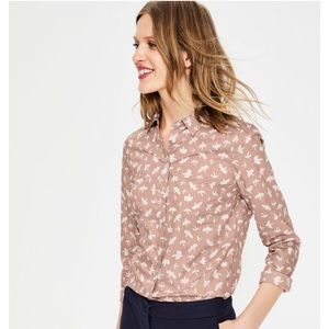 Boden Pink Bird Pattern Button Down Size 6